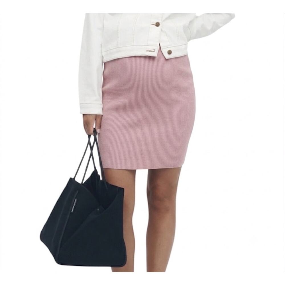 Legoe Heritage Coastal Rib Knit Maternity Skirt Pink Size 2 US 8 Pencil Stretch